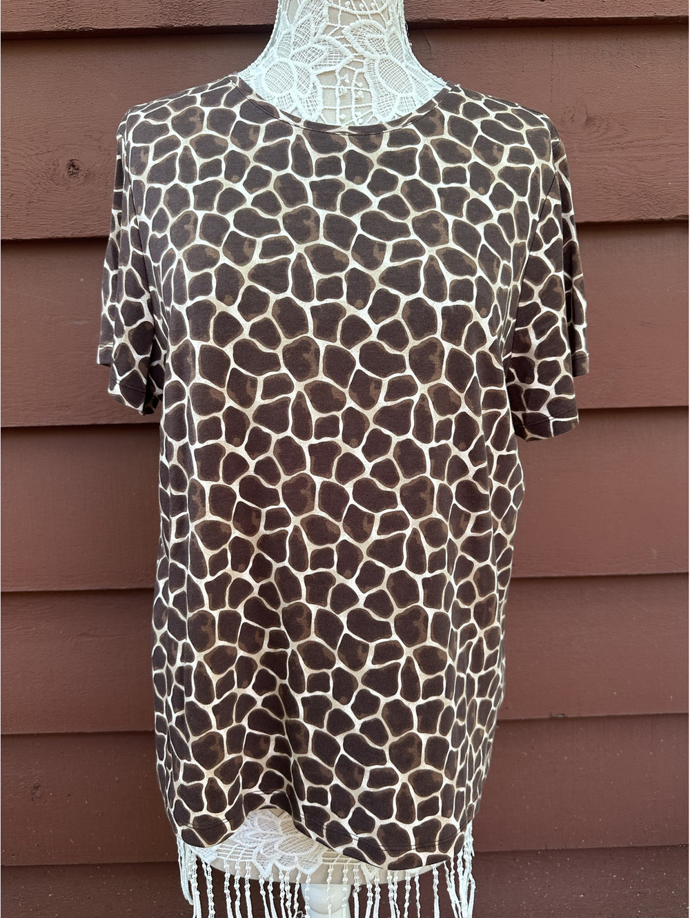 Croft‎ & Barrow Bold Giraffe Print Short Sleeve Tee